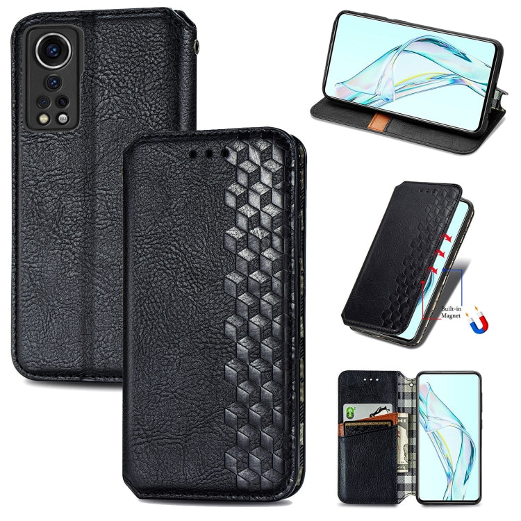 For ZTE Axon 30 5G Cubic Grid Pressed Horizontal Flip Magnetic PU Leather Case with Holder & Card Slots & Wallet(Black) - ZTE Cases by buy2fix | Online Shopping UK | buy2fix