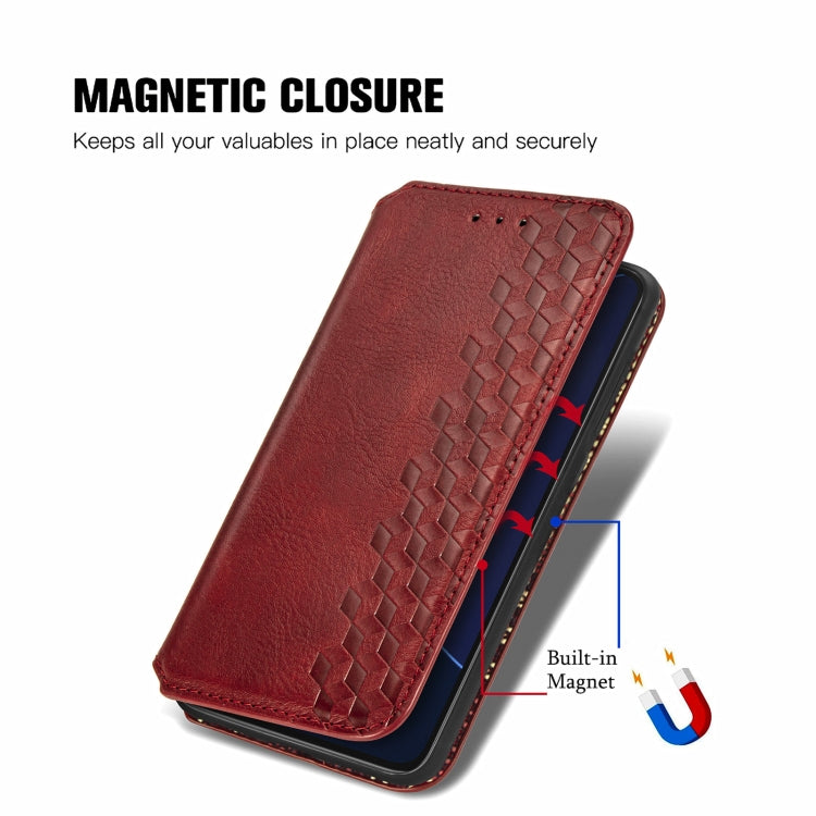 For Asus Zenfone 8 Flip Cubic Grid Pressed Horizontal Flip Magnetic PU Leather Case with Holder & Card Slots & Wallet(Red) - ASUS Cases by buy2fix | Online Shopping UK | buy2fix