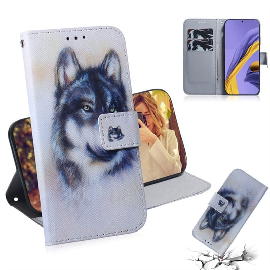 For Galaxy A51 Coloured Drawing Horizontal Flip Leather Case, with Holder & Card Slots & Wallet(White Wolf) by buy2fix