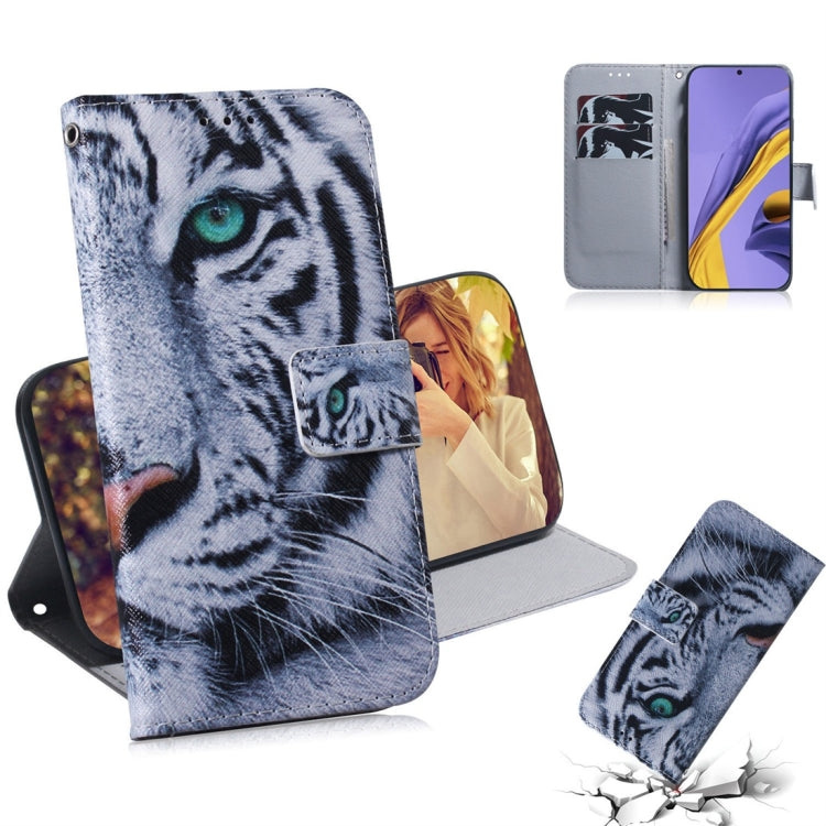 For Galaxy A51 Coloured Drawing Horizontal Flip Leather Case, with Holder & Card Slots & Wallet(Tiger) by buy2fix