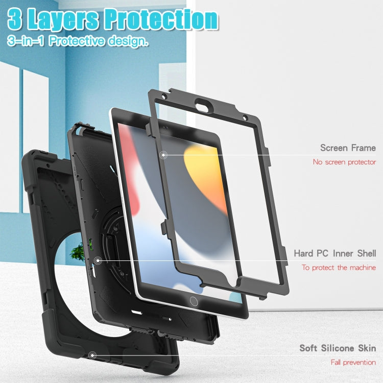 For iPad 10.2 2021 / 2020 / 2019 Silicone + PC Protective Case with Holder & Shoulder Strap(Black) - iPad 10.2 Cases by buy2fix | Online Shopping UK | buy2fix