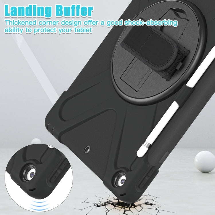 For iPad 10.2 2021 / 2020 / 2019 Silicone + PC Protective Case with Holder & Shoulder Strap(Black) - iPad 10.2 Cases by buy2fix | Online Shopping UK | buy2fix