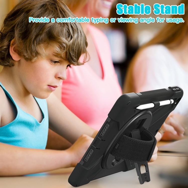 For iPad 10.2 2021 / 2020 / 2019 Silicone + PC Protective Case with Holder & Shoulder Strap(Black) - iPad 10.2 Cases by buy2fix | Online Shopping UK | buy2fix