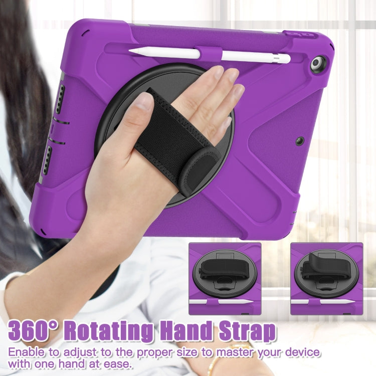 For iPad 10.2 2021 / 2020 / 2019 Silicone + PC Protective Case with Holder & Shoulder Strap(Purple) - iPad 10.2 Cases by buy2fix | Online Shopping UK | buy2fix
