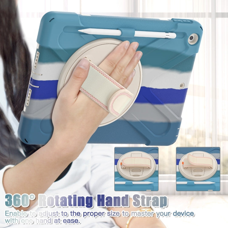 For iPad 10.2 2021 / 2020 / 2019 Silicone + PC Protective Case with Holder & Shoulder Strap(Colorful Blue) - iPad 10.2 Cases by buy2fix | Online Shopping UK | buy2fix