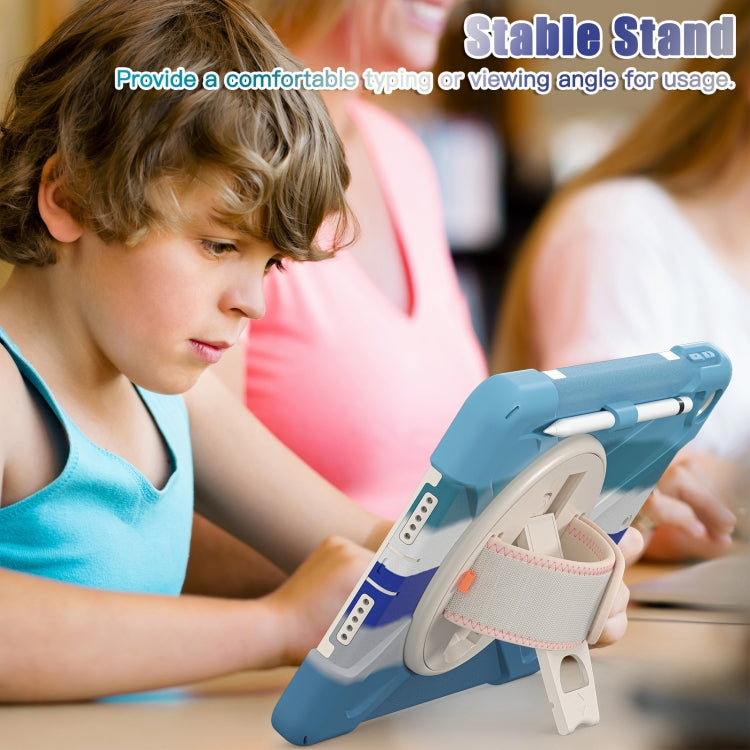 For iPad 10.2 2021 / 2020 / 2019 Silicone + PC Protective Case with Holder & Shoulder Strap(Colorful Blue) - iPad 10.2 Cases by buy2fix | Online Shopping UK | buy2fix