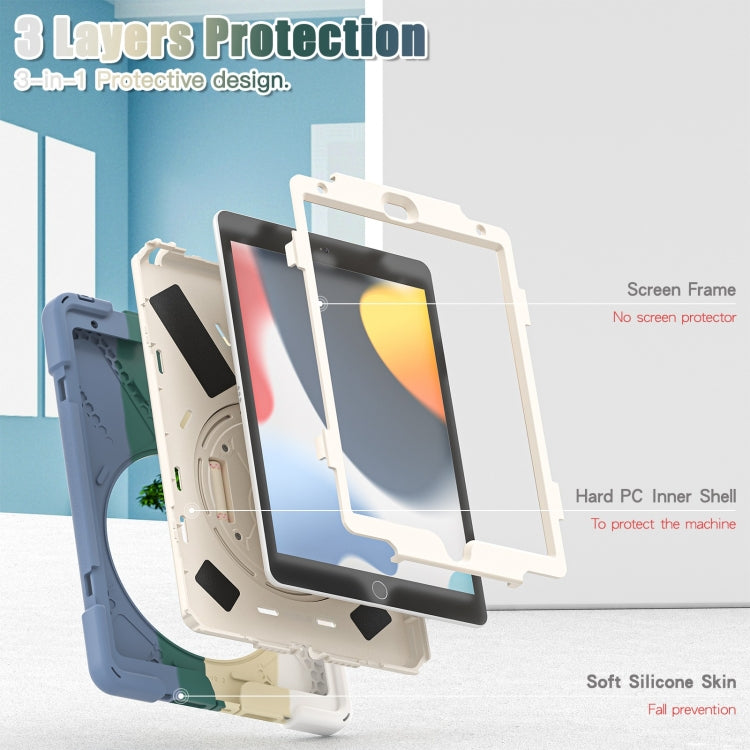 For iPad 10.2 2021 / 2020 / 2019 Silicone + PC Protective Case with Holder & Shoulder Strap(Colorful Green) - iPad 10.2 Cases by buy2fix | Online Shopping UK | buy2fix