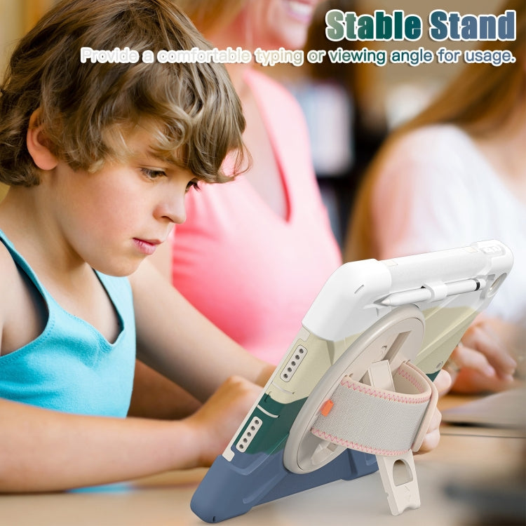 For iPad 10.2 2021 / 2020 / 2019 Silicone + PC Protective Case with Holder & Shoulder Strap(Colorful Green) - iPad 10.2 Cases by buy2fix | Online Shopping UK | buy2fix