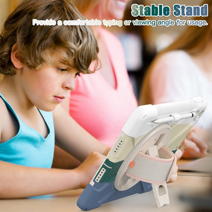 For iPad 10.2 2021 / 2020 / 2019 Silicone + PC Protective Case with Holder & Shoulder Strap(Colorful Green) - iPad 10.2 Cases by buy2fix | Online Shopping UK | buy2fix