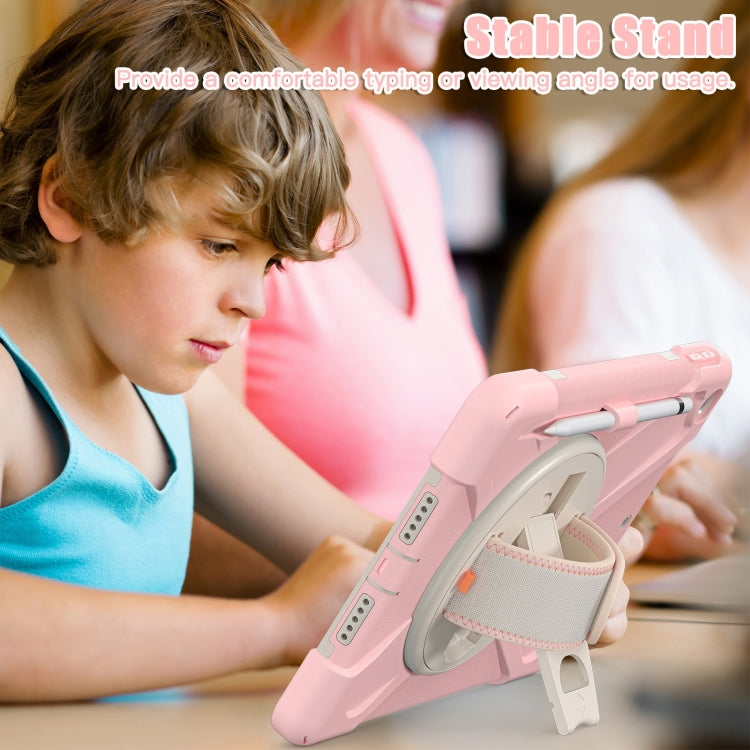 For iPad 10.2 2021 / 2020 / 2019 Silicone + PC Protective Case with Holder & Shoulder Strap(Cherry Blossom Pink) - iPad 10.2 Cases by buy2fix | Online Shopping UK | buy2fix