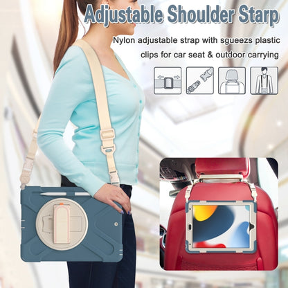 For iPad 10.2 2021 / 2020 / 2019 Silicone + PC Protective Case with Holder & Shoulder Strap(Cornflower Blue) - iPad 10.2 Cases by buy2fix | Online Shopping UK | buy2fix