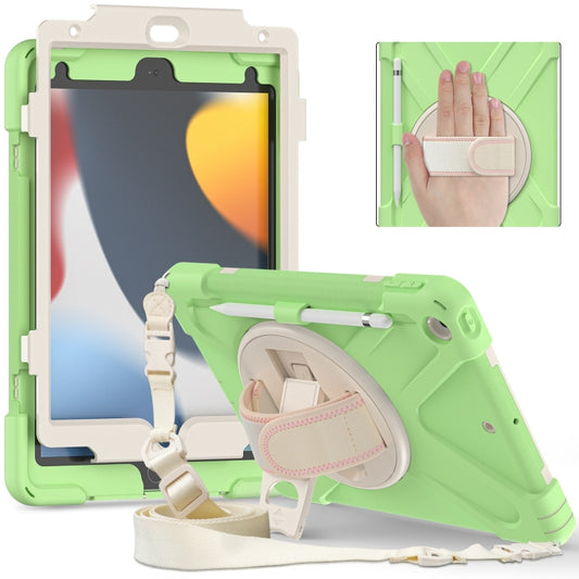 For iPad 10.2 2021 / 2020 / 2019 Silicone + PC Protective Case with Holder & Shoulder Strap(Matcha Green) - iPad 10.2 Cases by buy2fix | Online Shopping UK | buy2fix
