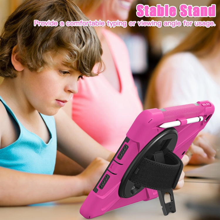 For iPad 10.2 2021 / 2020 / 2019 Silicone + PC Protective Case with Holder & Shoulder Strap(Rose Red) - iPad 10.2 Cases by buy2fix | Online Shopping UK | buy2fix