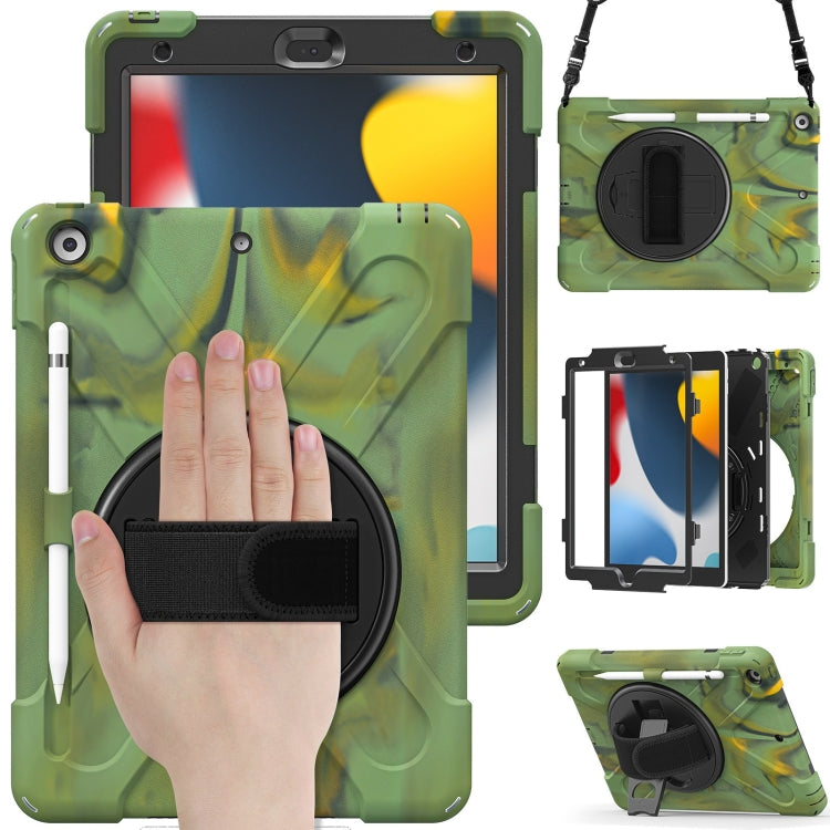 For iPad 10.2 2021 / 2020 / 2019 Silicone + PC Protective Case with Holder & Shoulder Strap(Camouflage) - iPad 10.2 Cases by buy2fix | Online Shopping UK | buy2fix