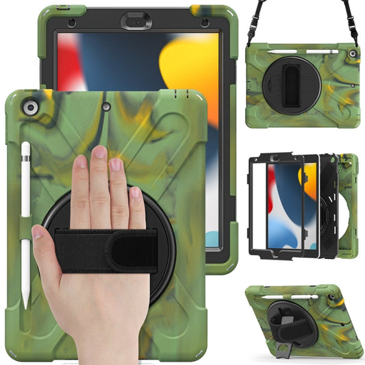 For iPad 10.2 2021 / 2020 / 2019 Silicone + PC Protective Case with Holder & Shoulder Strap(Camouflage) - iPad 10.2 Cases by buy2fix | Online Shopping UK | buy2fix