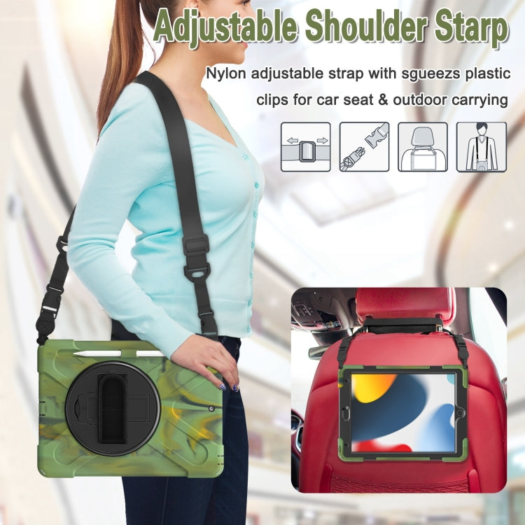For iPad 10.2 2021 / 2020 / 2019 Silicone + PC Protective Case with Holder & Shoulder Strap(Camouflage) - iPad 10.2 Cases by buy2fix | Online Shopping UK | buy2fix