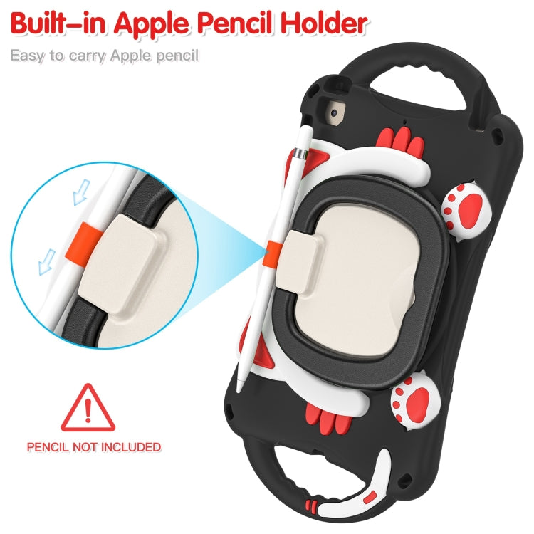 Cute Cat King Kids Shockproof Silicone Tablet Case with Holder & Shoulder Strap & Handle For iPad mini 2019 / 4 / 3 / 2 / 1(Black Red) - iPad mini (2019) / mini 5 Cases by buy2fix | Online Shopping UK | buy2fix