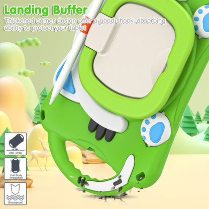 Cute Cat King Kids Shockproof Silicone Tablet Case with Holder & Shoulder Strap & Handle For iPad mini 2019 / 4 / 3 / 2 / 1(Green) - iPad mini (2019) / mini 5 Cases by buy2fix | Online Shopping UK | buy2fix