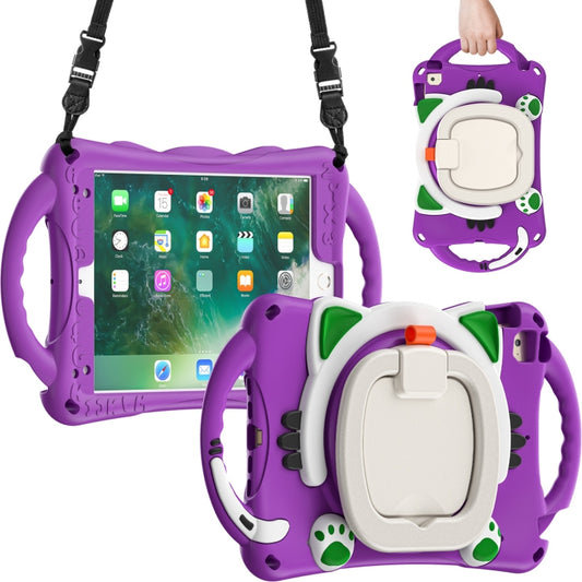 Cute Cat King Kids Shockproof Silicone Tablet Case with Holder & Shoulder Strap & Handle For iPad mini 2019 / 4 / 3 / 2 / 1(Purple) - iPad mini (2019) / mini 5 Cases by buy2fix | Online Shopping UK | buy2fix