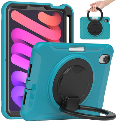 For iPad mini 6 / mini 2024 Heavy Duty TPU Hybrid PC Tablet Case with 360 Rotation Handle Grip Holder & Pen Slot(Blue) - iPad mini 2024 Cases by buy2fix | Online Shopping UK | buy2fix