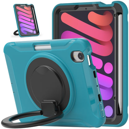 For iPad mini 6 / mini 2024 Heavy Duty TPU Hybrid PC Tablet Case with 360 Rotation Handle Grip Holder & Pen Slot(Blue) - iPad mini 2024 Cases by buy2fix | Online Shopping UK | buy2fix