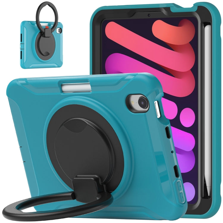 For iPad mini 6 / mini 2024 Heavy Duty TPU Hybrid PC Tablet Case with 360 Rotation Handle Grip Holder & Pen Slot(Blue) - iPad mini 2024 Cases by buy2fix | Online Shopping UK | buy2fix