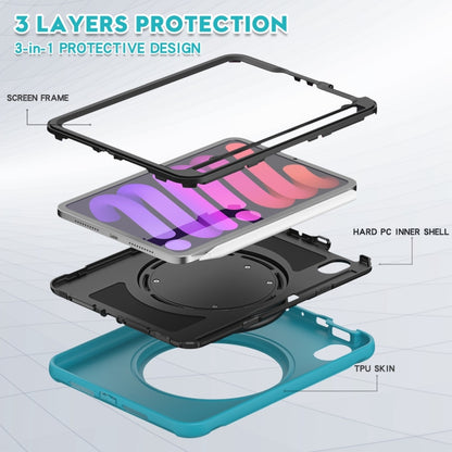 For iPad mini 6 / mini 2024 Heavy Duty TPU Hybrid PC Tablet Case with 360 Rotation Handle Grip Holder & Pen Slot(Blue) - iPad mini 2024 Cases by buy2fix | Online Shopping UK | buy2fix