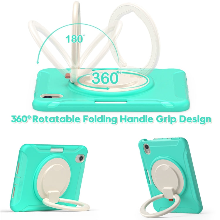 For iPad mini 6 / mini 2024 Heavy Duty TPU Hybrid PC Tablet Case with 360 Rotation Handle Grip Holder & Pen Slot(Mint Green) - iPad mini 2024 Cases by buy2fix | Online Shopping UK | buy2fix