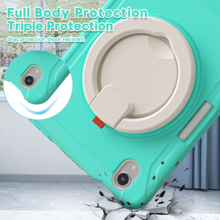 For iPad mini 6 / mini 2024 Heavy Duty TPU Hybrid PC Tablet Case with 360 Rotation Handle Grip Holder & Pen Slot(Mint Green) - iPad mini 2024 Cases by buy2fix | Online Shopping UK | buy2fix