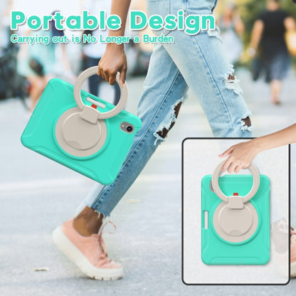 For iPad mini 6 / mini 2024 Heavy Duty TPU Hybrid PC Tablet Case with 360 Rotation Handle Grip Holder & Pen Slot(Mint Green) - iPad mini 2024 Cases by buy2fix | Online Shopping UK | buy2fix