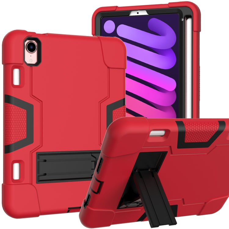 For iPad mini 2024 / mini 6 Contrast Color Robot Shockproof Silicone + PC Protective Tablet Case with Holder & Pen Slot(Red Black) - iPad mini 6 Cases by buy2fix | Online Shopping UK | buy2fix