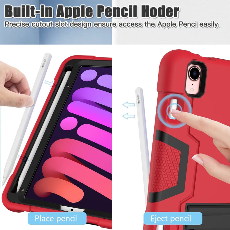 For iPad mini 2024 / mini 6 Contrast Color Robot Shockproof Silicone + PC Protective Tablet Case with Holder & Pen Slot(Red Black) - iPad mini 6 Cases by buy2fix | Online Shopping UK | buy2fix