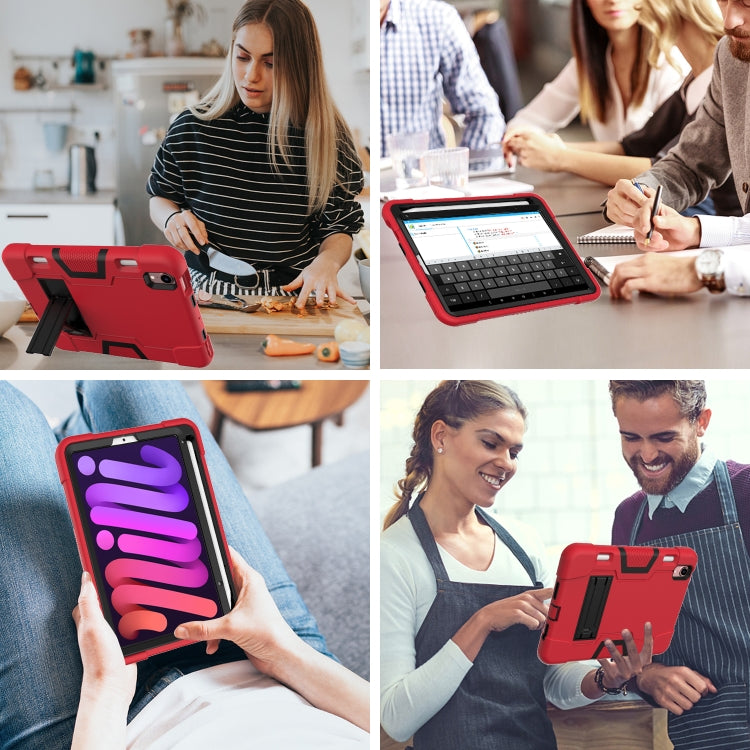 For iPad mini 2024 / mini 6 Contrast Color Robot Shockproof Silicone + PC Protective Tablet Case with Holder & Pen Slot(Red Black) - iPad mini 6 Cases by buy2fix | Online Shopping UK | buy2fix