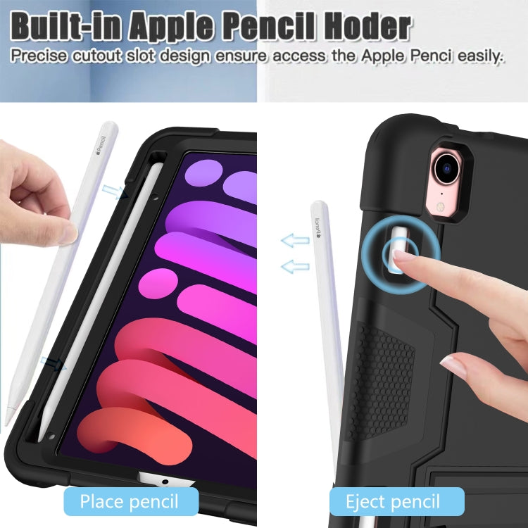 For iPad mini 2024 / mini 6 Contrast Color Robot Shockproof Silicone + PC Protective Tablet Case with Holder & Pen Slot(Black) - iPad mini 6 Cases by buy2fix | Online Shopping UK | buy2fix