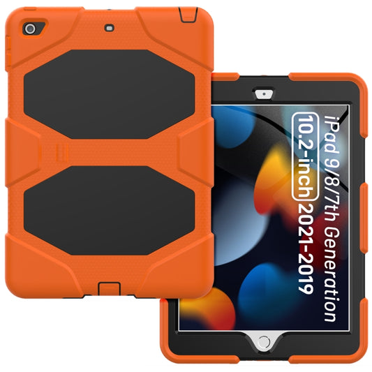 For iPad 10.2 2021 / 2020 / 2019 Shockproof Colorful Silicone + PC Protective Case with Holder & Pen Slot(Orange) - iPad 10.2 Cases by buy2fix | Online Shopping UK | buy2fix