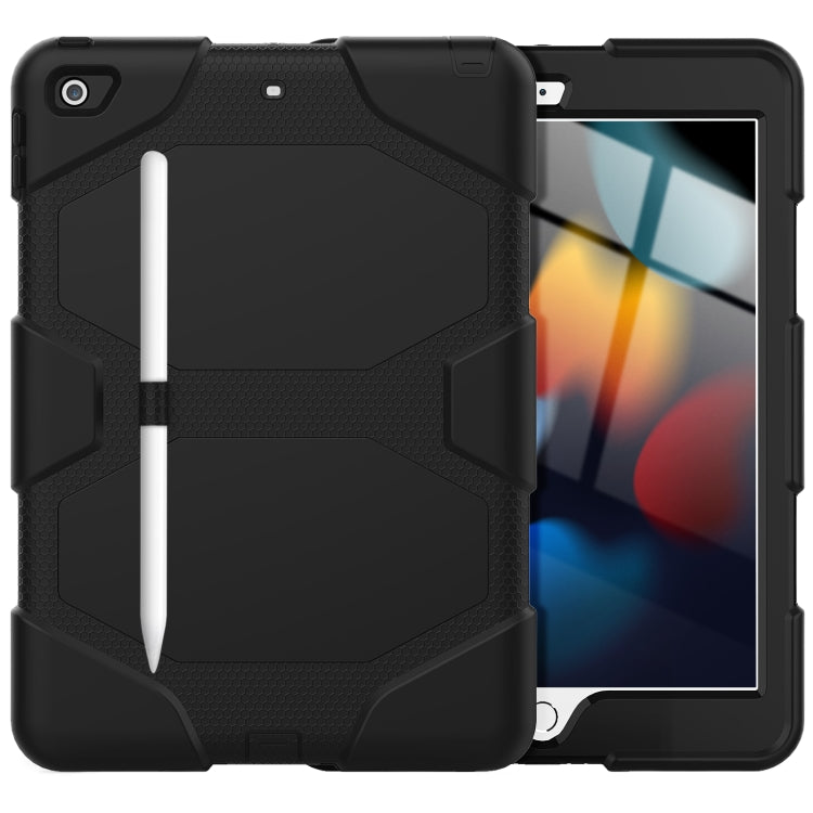 For iPad 10.2 2021 / 2020 / 2019 Shockproof Colorful Silicone + PC Protective Case with Holder & Pen Slot(Black) - iPad 10.2 Cases by buy2fix | Online Shopping UK | buy2fix