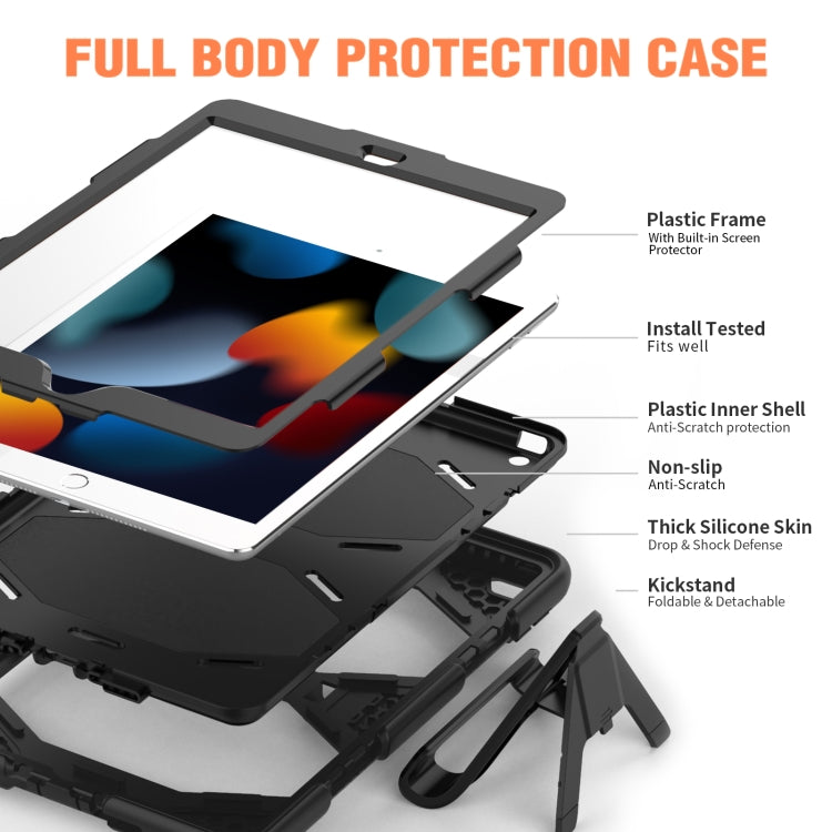 For iPad 10.2 2021 / 2020 / 2019 Shockproof Colorful Silicone + PC Protective Case with Holder & Pen Slot(Black) - iPad 10.2 Cases by buy2fix | Online Shopping UK | buy2fix