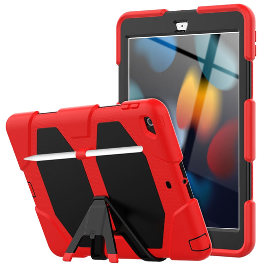 For iPad 10.2 2021 / 2020 / 2019 Shockproof Colorful Silicone + PC Protective Case with Holder & Pen Slot(Red) - iPad 10.2 Cases by buy2fix | Online Shopping UK | buy2fix