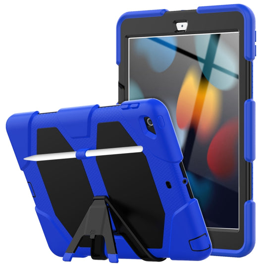 For iPad 10.2 2021 / 2020 / 2019 Shockproof Colorful Silicone + PC Protective Case with Holder & Pen Slot(Blue) - iPad 10.2 Cases by buy2fix | Online Shopping UK | buy2fix