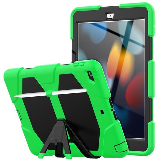 For iPad 10.2 2021 / 2020 / 2019 Shockproof Colorful Silicone + PC Protective Case with Holder & Pen Slot(Green) - iPad 10.2 Cases by buy2fix | Online Shopping UK | buy2fix