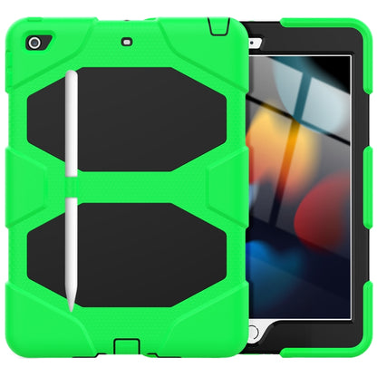 For iPad 10.2 2021 / 2020 / 2019 Shockproof Colorful Silicone + PC Protective Case with Holder & Pen Slot(Green) - iPad 10.2 Cases by buy2fix | Online Shopping UK | buy2fix