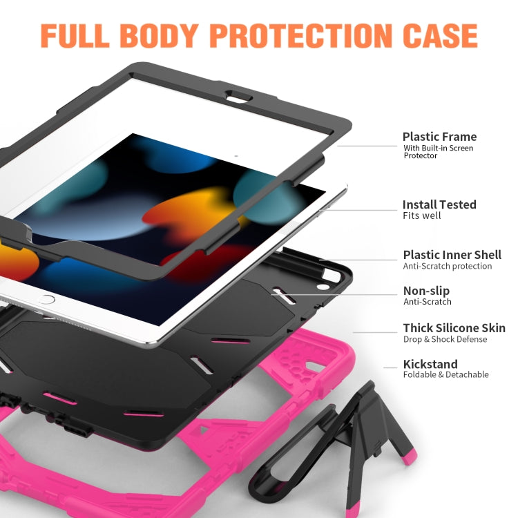 For iPad 10.2 2021 / 2020 / 2019 Shockproof Colorful Silicone + PC Protective Case with Holder & Pen Slot(Rose Red) - iPad 10.2 Cases by buy2fix | Online Shopping UK | buy2fix