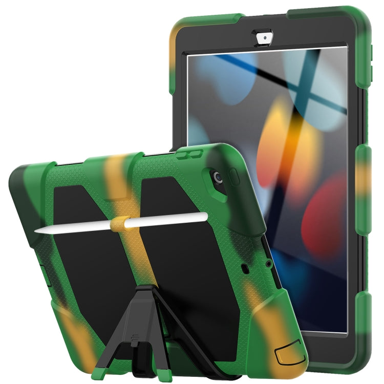 For iPad 10.2 2021 / 2020 / 2019 Shockproof Colorful Silicone + PC Protective Case with Holder & Pen Slot(Camouflage Army Green) - iPad 10.2 Cases by buy2fix | Online Shopping UK | buy2fix