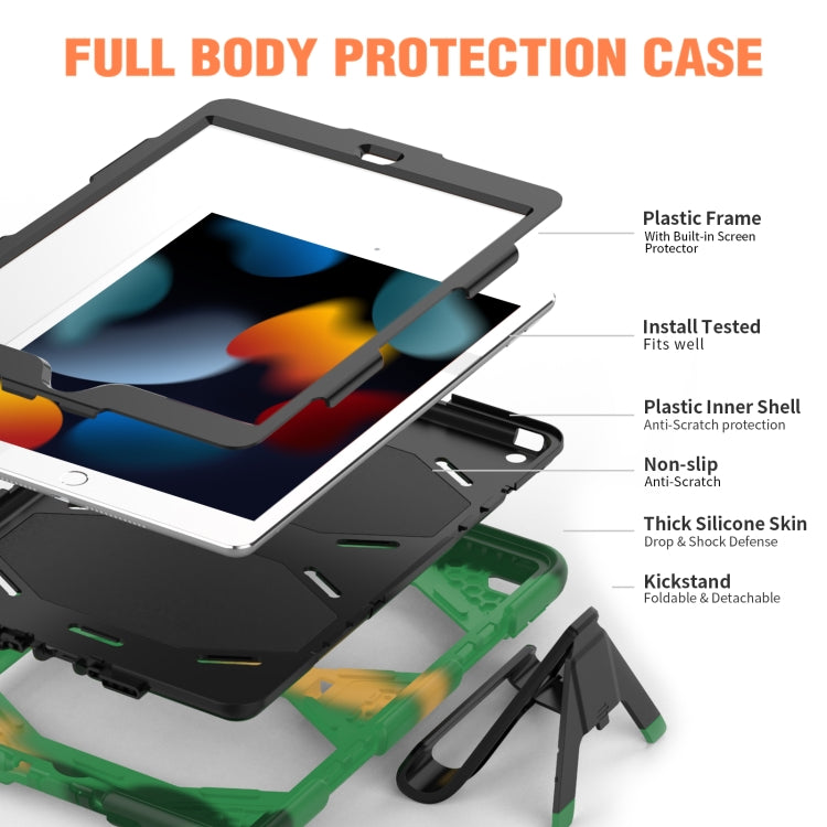 For iPad 10.2 2021 / 2020 / 2019 Shockproof Colorful Silicone + PC Protective Case with Holder & Pen Slot(Camouflage Army Green) - iPad 10.2 Cases by buy2fix | Online Shopping UK | buy2fix