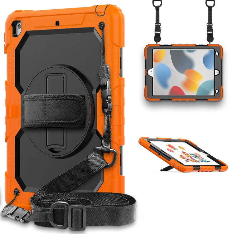 For iPad 10.2 2021 / 2020 / 2019 Shockproof Silicone + PC Protective Case with Holder & Shoulder Strap & Pen Slot(Orange) - iPad 10.2 Cases by buy2fix | Online Shopping UK | buy2fix