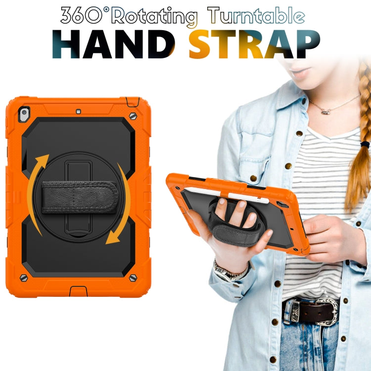 For iPad 10.2 2021 / 2020 / 2019 Shockproof Silicone + PC Protective Case with Holder & Shoulder Strap & Pen Slot(Orange) - iPad 10.2 Cases by buy2fix | Online Shopping UK | buy2fix
