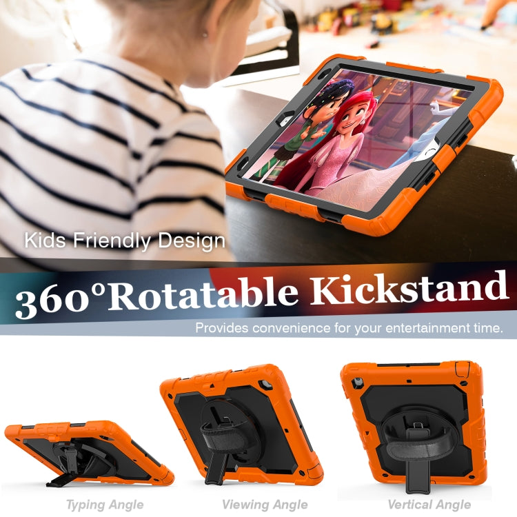 For iPad 10.2 2021 / 2020 / 2019 Shockproof Silicone + PC Protective Case with Holder & Shoulder Strap & Pen Slot(Orange) - iPad 10.2 Cases by buy2fix | Online Shopping UK | buy2fix