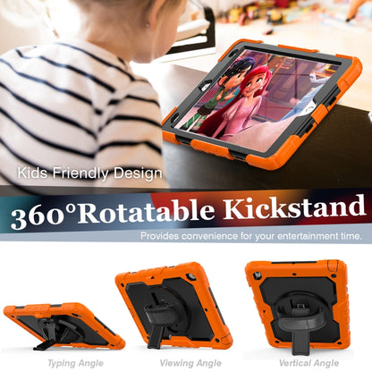 For iPad 10.2 2021 / 2020 / 2019 Shockproof Silicone + PC Protective Case with Holder & Shoulder Strap & Pen Slot(Orange) - iPad 10.2 Cases by buy2fix | Online Shopping UK | buy2fix