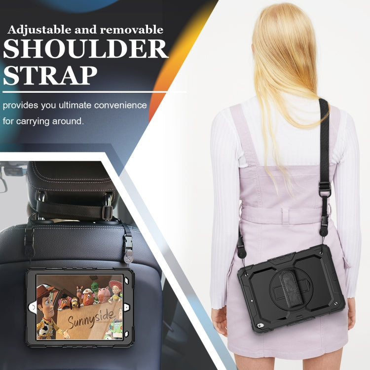 For iPad 10.2 2021 / 2020 / 2019 Shockproof Silicone + PC Protective Case with Holder & Shoulder Strap & Pen Slot(Black) - iPad 10.2 Cases by buy2fix | Online Shopping UK | buy2fix