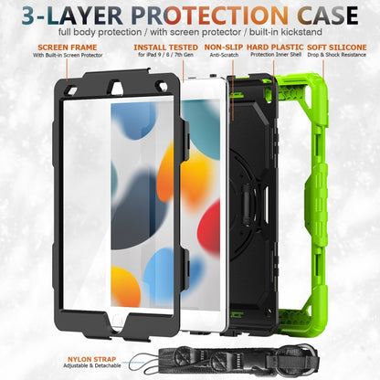 For iPad 10.2 2021 / 2020 / 2019 Shockproof Silicone + PC Protective Case with Holder & Shoulder Strap & Pen Slot(Yellow Green) - iPad 10.2 Cases by buy2fix | Online Shopping UK | buy2fix